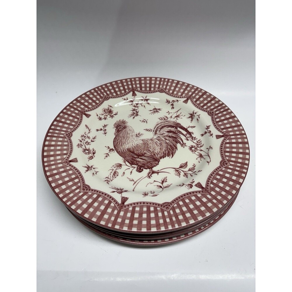 Queen’s Red Rooster Dinnerware Set 18 Pc 6 Plates 6 Salad Plates 6 Bowls